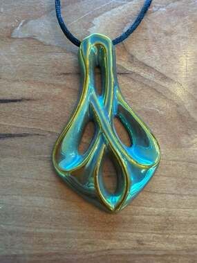 Zsolnay Hungary Eosin Glazed Ceramic Abstract Pendant Necklace